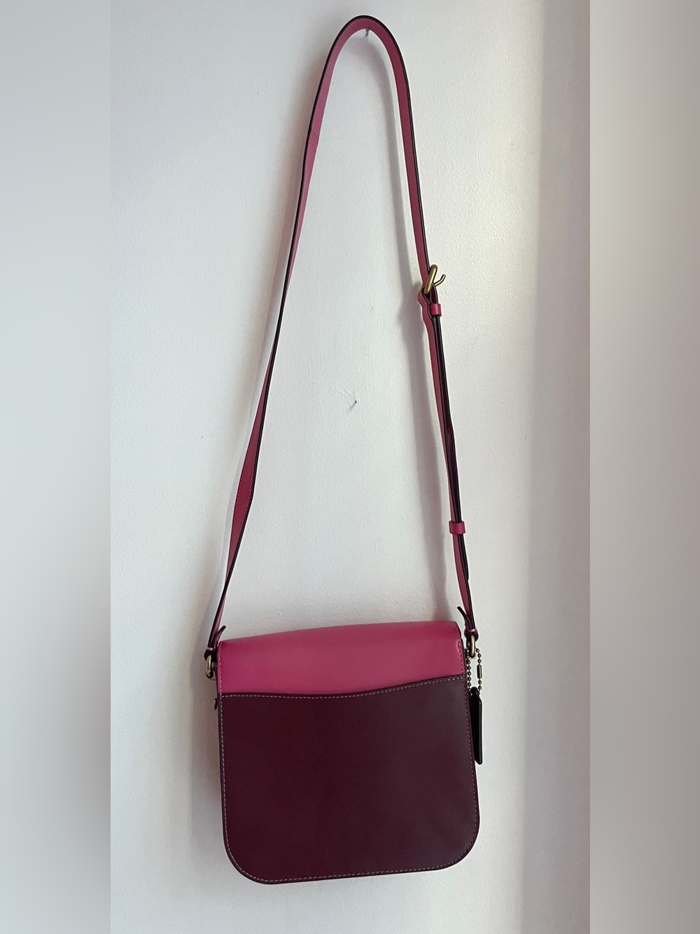 Coach Colorblock Leather Hutton Saddle Crossbody Bag with Gold Hardware - Picture 10 of 16
